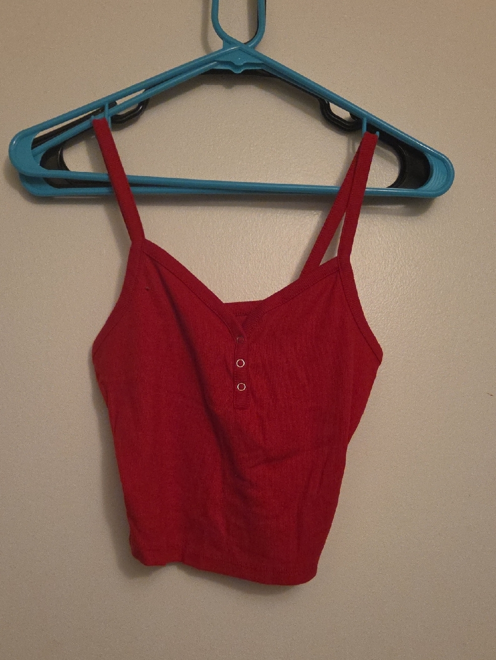 No Boundaries Red Ribbed Spaghetti Strap Tank